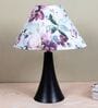 Classic Black Metal Table Lamp With Cobra Saffron Print Satin Shade