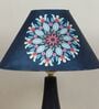 Classic Black Metal Table Lamp With French Floral Print Satin Shade