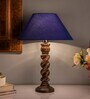 Classic Black Twister Table Lamp With Blue Shade