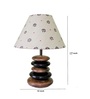 Beige Handpainted Shade Wooden Stone Handmade Black Brown Table Lamp