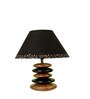 Black Handpainted Shade Wooden Stone Handmade Black Brown Table Lamp