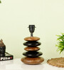 Black Handpainted Shade Wooden Stone Handmade Black Brown Table Lamp