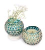 Classic Blue Mosiac Glass (Set of 2) Tea Light Holders