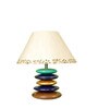 Beige Handpainted Shade Wooden Stone Handmade Multicolor Table Lamp
