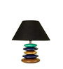 Black Shade Wooden Stone Handmade Multicolor Table Lamp