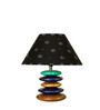 Black Handpainted Shade Wooden Stone Handmade Multicolor Table Lamp