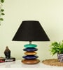 Black Shade Wooden Stone Handmade Multicolor Table Lamp