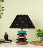 Black Handpainted Shade Wooden Stone Handmade Multicolor Table Lamp