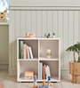 Classic Solid Wood Kids Bookshelf with 4 Compartments in White Finish