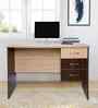 Classic Brown And Oak Dual Tone Workstation Desk With Storage