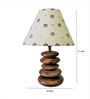 Beige Handpainted Shade Wooden Stone Handmade Brown Color Table Lamp