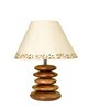 Beige Handpainted Shade Wooden Stone Handmade Brown Color Table Lamp