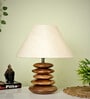 Beige Shade Wooden Stone Handmade Brown Color Table Lamp