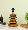 Black Handpainted Shade Wooden Stone Handmade Brown Color Table Lamp