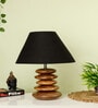 Black Shade Wooden Stone Handmade Brown Color Table Lamp