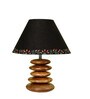Black Handpainted Shade Wooden Stone Handmade Brown Color Table Lamp
