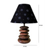 Black Handpainted Shade Wooden Stone Handmade Brown Color Table Lamp