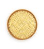 Classic Ceramic & Rattan Serving Tray- Large (Yellow)