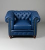 Classic Chesterfield Leather 1 Seater Sofa In Blue Colour
