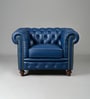 Classic Chesterfield Leather 1 Seater Sofa In Blue Colour