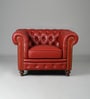 Classic Chesterfield Leather 1 Seater Sofa In Red Colour