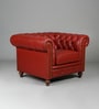 Classic Chesterfield Leather 1 Seater Sofa In Red Colour
