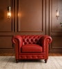 Classic Chesterfield Leather 1 Seater Sofa In Red Colour