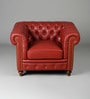 Classic Chesterfield Leather 1 Seater Sofa In Red Colour
