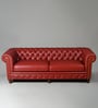 Classic Chesterfield Leather 3 Seater Sofa In Red Colour Classic Chesterfield Leather 3 Seater Sofa In Red Colour