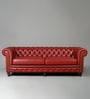 Classic Chesterfield Leather 3 Seater Sofa In Red Colour Classic Chesterfield Leather 3 Seater Sofa In Red Colour