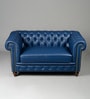 Classic Chesterfield  Leather 2 Seater Sofa In Blue Colour