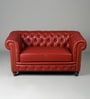 Classic Chesterfield Leather 2 Seater Sofa In Red Colour Classic Chesterfield Leather 2 Seater Sofa In Red Colour