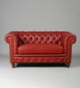 Classic Chesterfield Leather 2 Seater Sofa In Red Colour Classic Chesterfield Leather 2 Seater Sofa In Red Colour