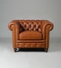 Classic Chesterfield Leather 1 Seater Sofa In Cognac Colour