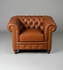 Classic Chesterfield Leather 1 Seater Sofa In Cognac Colour