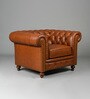 Classic Chesterfield Leather 1 Seater Sofa In Cognac Colour