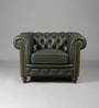 Classic Chesterfield Leather 1 Seater Sofa In Olive Green Colour