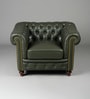 Classic Chesterfield Leather 1 Seater Sofa In Olive Green Colour