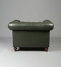 Classic Chesterfield Leather 1 Seater Sofa In Olive Green Colour