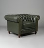 Classic Chesterfield Leather 1 Seater Sofa In Olive Green Colour