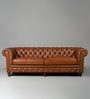 Classic Chesterfield Leather 3 Seater Sofa In Cognac Colour