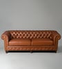 Classic Chesterfield Leather 3 Seater Sofa In Cognac Colour