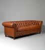 Classic Chesterfield Leather 3 Seater Sofa In Cognac Colour
