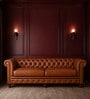 Classic Chesterfield Leather 3 Seater Sofa In Cognac Colour