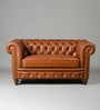 Classic Chesterfield Leather 2 Seater Sofa In Cognac Colour