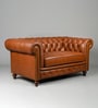 Classic Chesterfield Leather 2 Seater Sofa In Cognac Colour