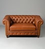 Classic Chesterfield Leather 2 Seater Sofa In Cognac Colour