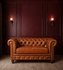 Classic Chesterfield Leather 2 Seater Sofa In Cognac Colour
