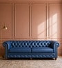 Classic Chesterfield Leather 3 Seater Sofa In Blue Colour