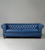 Classic Chesterfield Leather 3 Seater Sofa In Blue Colour